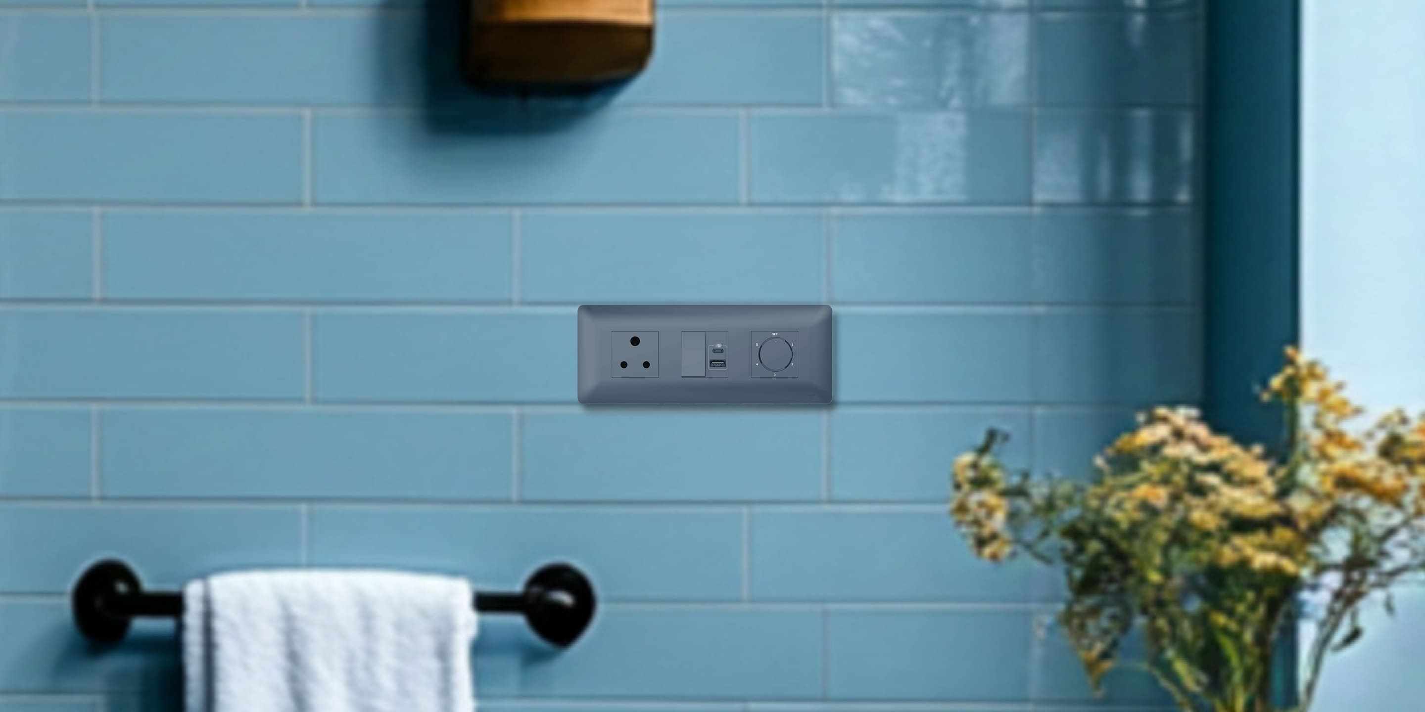 Bathroom with Venia switches